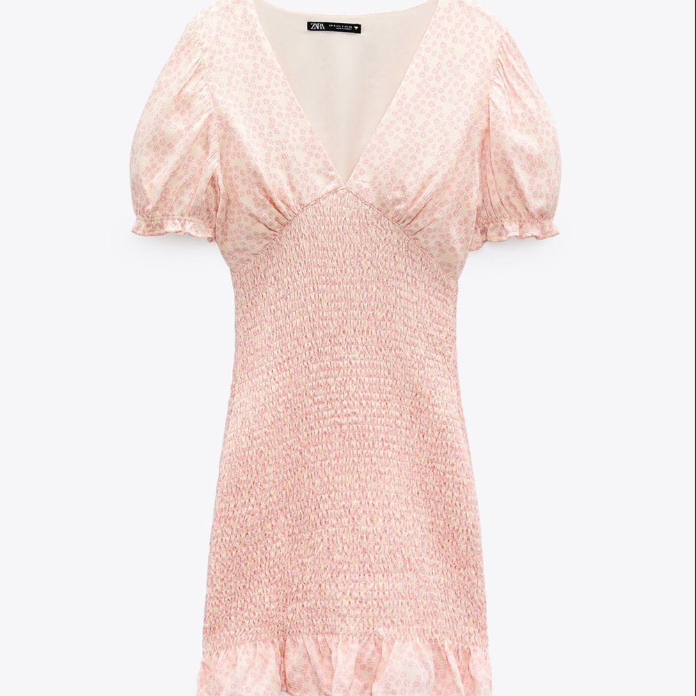 Zara Textured Printed Floral Mini Dress - Picture 6 of 9